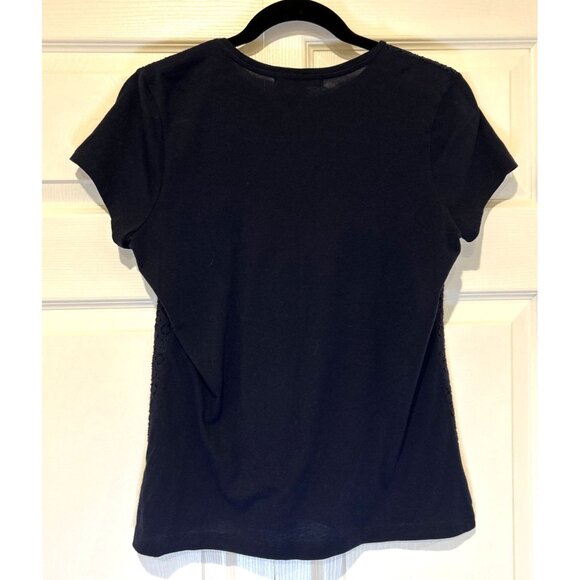 Ralph Lauren Womens Top Sz PM Lace Front Navy Classic Workwear Casual Preppy - Picture 2 of 8